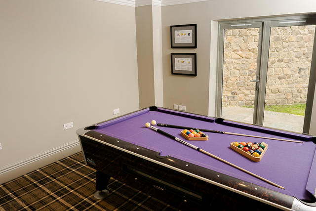 Pool table with door to outside