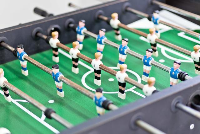 Table football in the communal games room