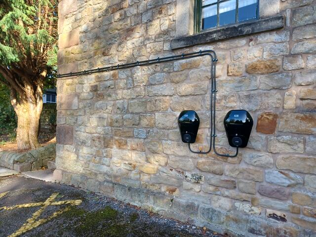 2 x EV chargers to the rear of Etwell Cottage