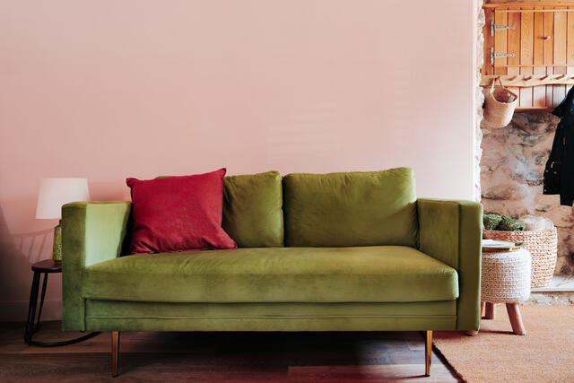 Plush velvet sofa