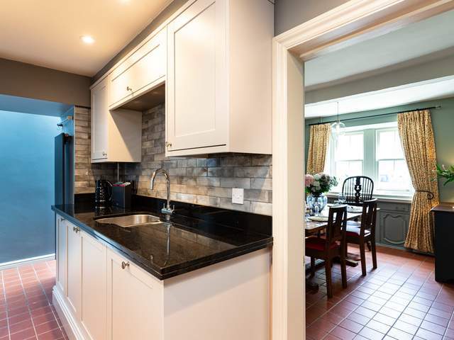 View from the kitchen to the dining room