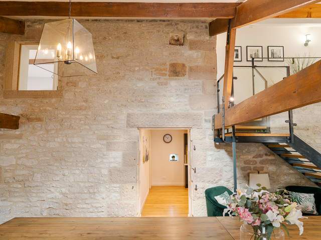 View from the dining area to the kitchen