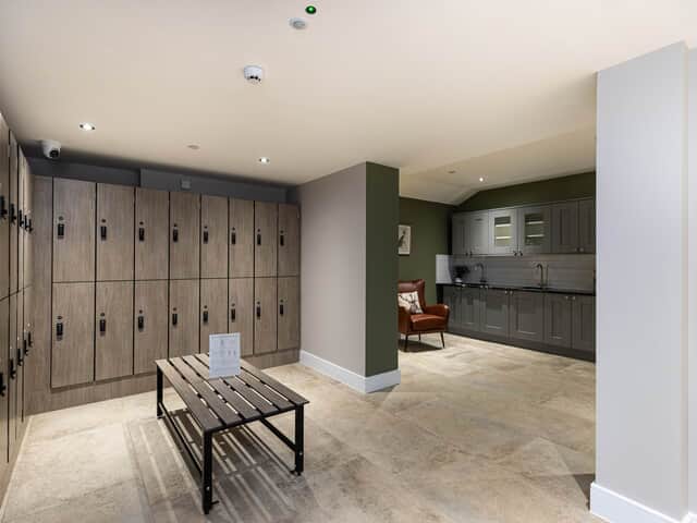 Locker room with heated lockers