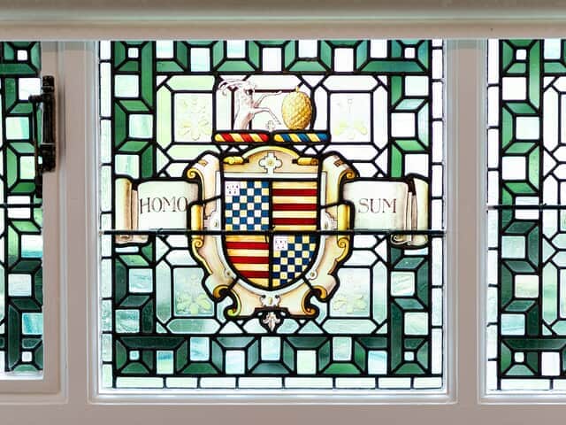 Stunning stain glass window on the staircase