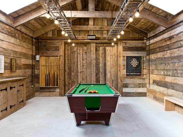 The Barn Games Room with pool table