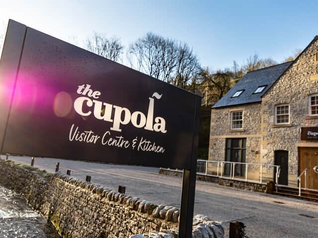 Outside The Cupola Cafe which is next door to your stay at Rock Mill Apartments